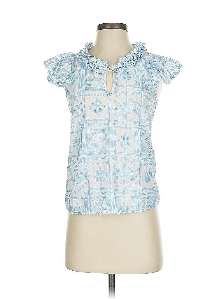 NEVER A WALLFLOWER Pre-owned Short Sleeve Blouse In Blue