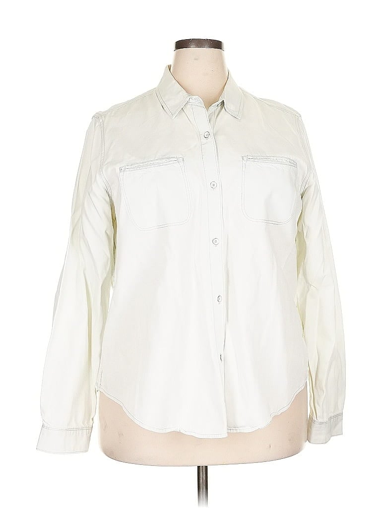 Pre-owned Gap Outlet Long Sleeve Button Down Shirt In White