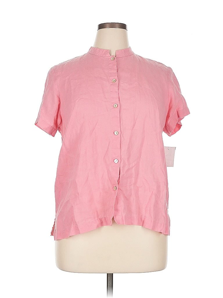 Pre-owned Eileen Fisher Short Sleeve Blouse In Pink