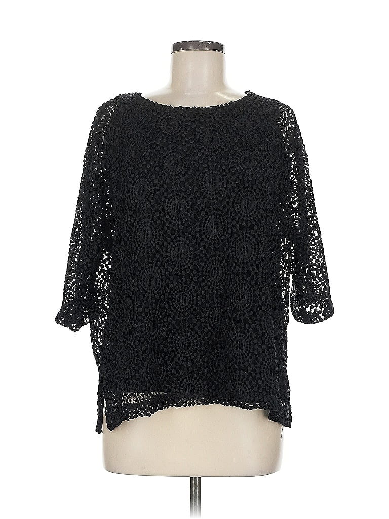 Pre-owned Travelers By Chico's 3/4 Sleeve Blouse In Black
