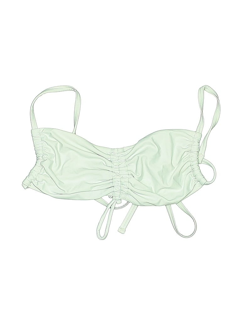 Pre-owned Aerie Swimsuit Top Green Solid Pattern Swimwear