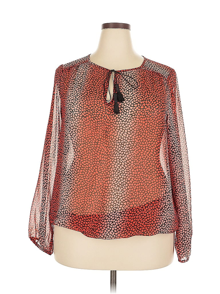 Pre-owned Lane Bryant Long Sleeve Blouse In Orange