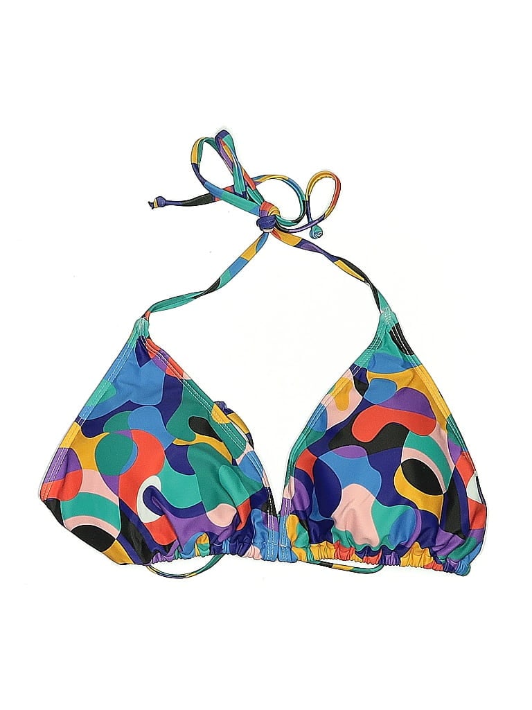 Pre-owned Unbranded Swimsuit Top Blue Print Pattern Swimwear