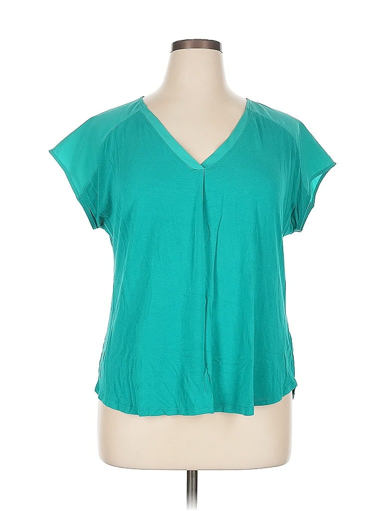 Pre-owned Adrienne Vittadini Short Sleeve Blouse In Blue