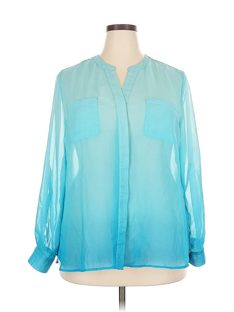 Pre-owned Fred David Long Sleeve Blouse In Blue