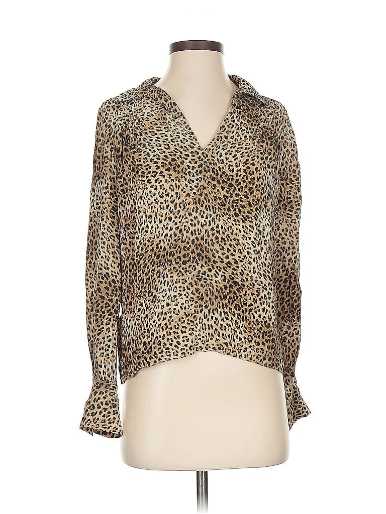 Pre-owned Frame Long Sleeve Blouse In Brown