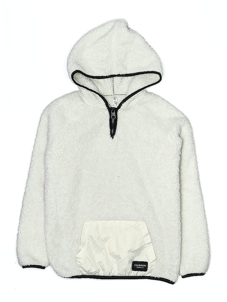 Pre-owned Calvin Klein Performance Kids' Zip Up Hoodie In White