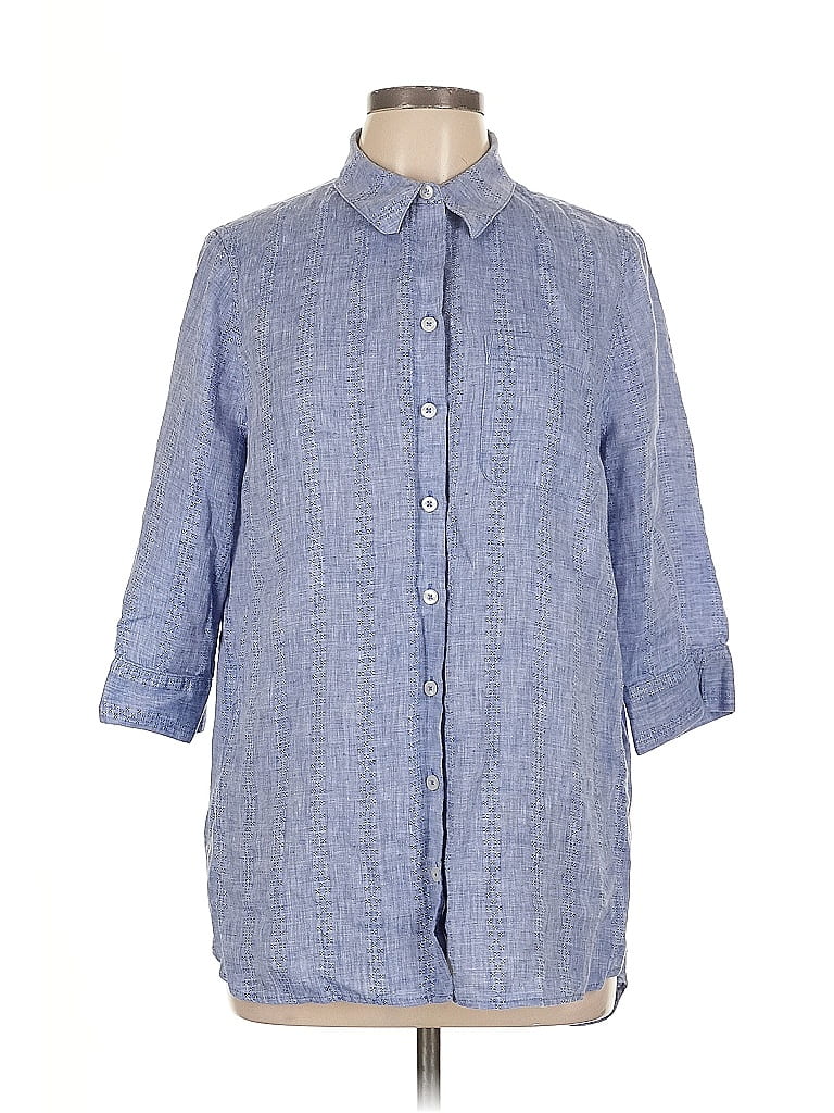 Click to view more detailed imagery on our partner's website Pre-owned Chico's 3/4 Sleeve Button Down Shirt In Blue