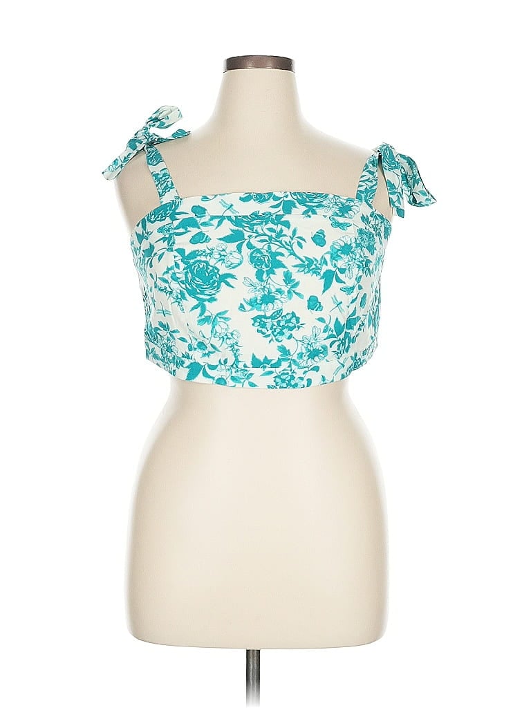 Pre-owned Unbranded Tank Top Teal Strapless Neckline Tops In Blue