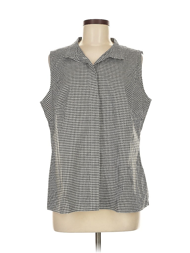 Pre-owned Talbots Sleeveless Button Down Shirt In Gray