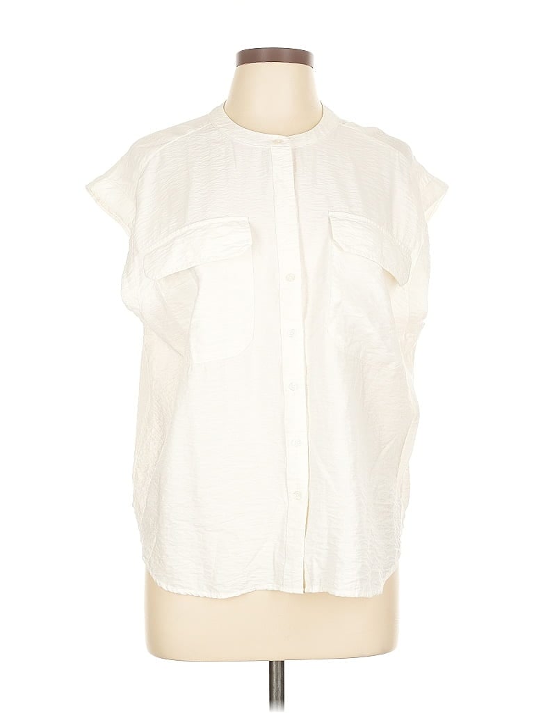 Pre-owned Banana Republic Factory Store Sleeveless Button Down Shirt In White