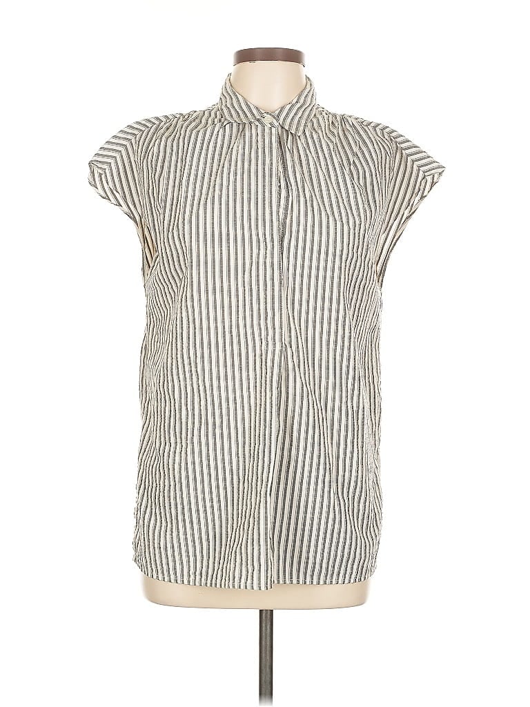 Pre-owned Max Studio Sleeveless Button Down Shirt In White