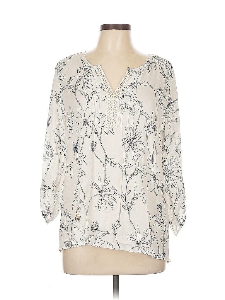 Pre-owned Pale Sky 3/4 Sleeve Blouse In White