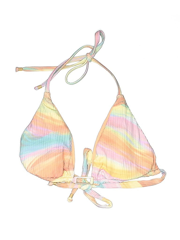 Pre-owned Unbranded Swimsuit Top Pink Stripes Pattern Swimwear