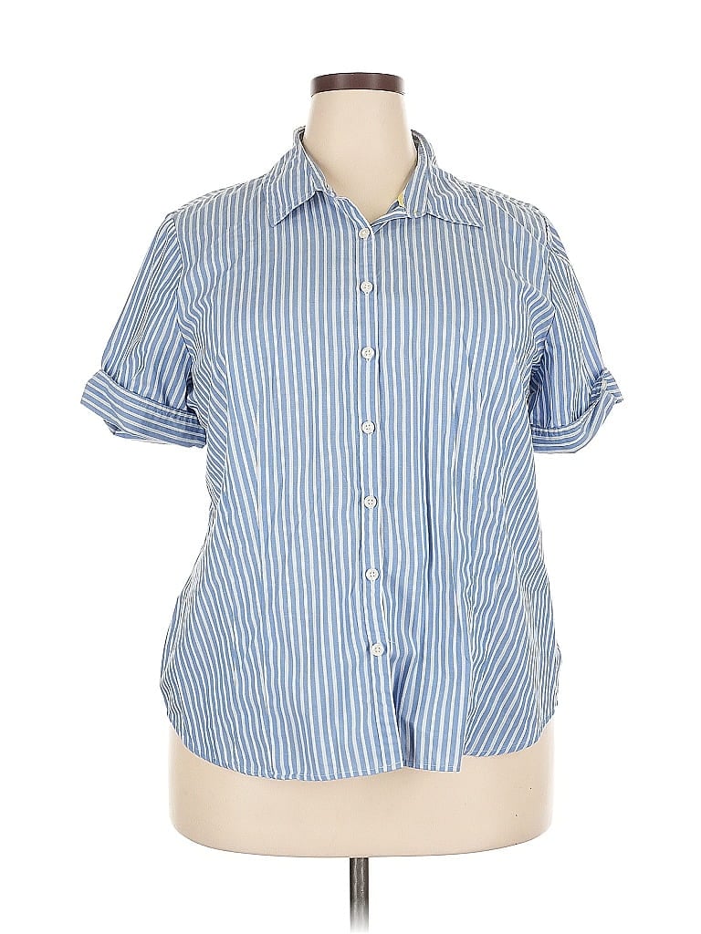 Pre-owned Van Heusen Short Sleeve Button Down Shirt In Blue