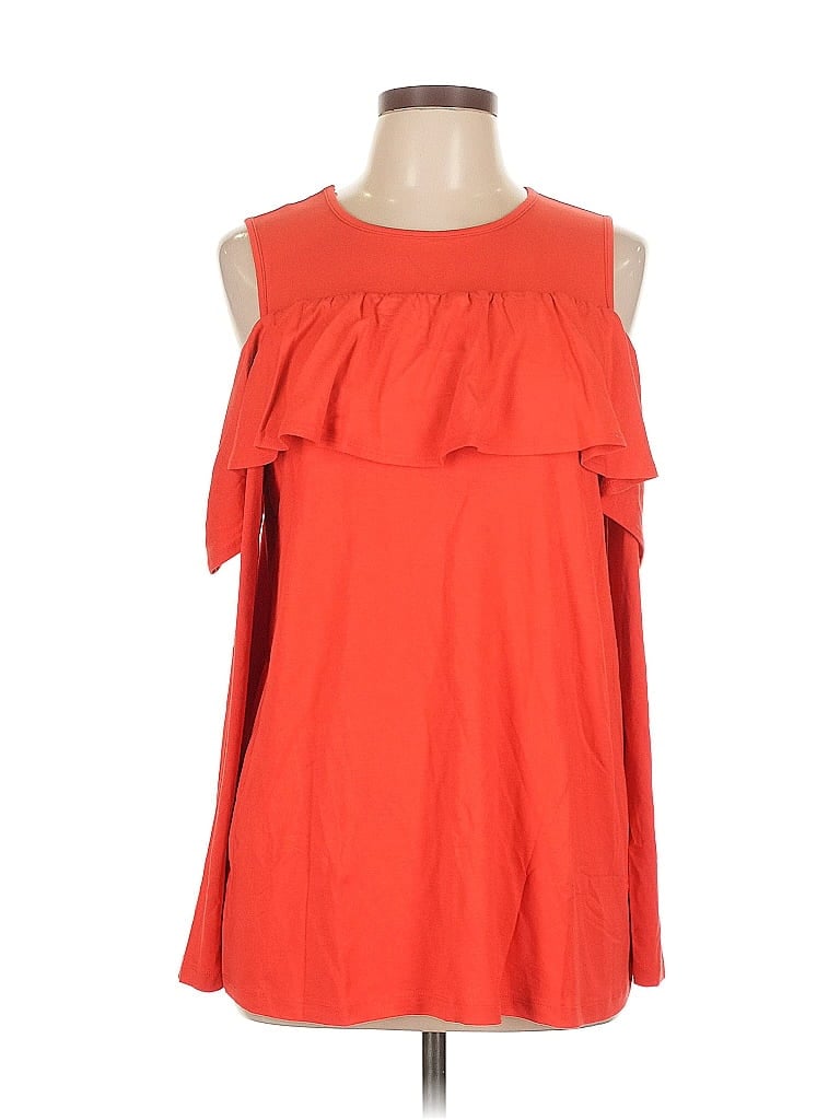 ASOS DESIGN Pre-owned Long Sleeve Top Orange Cold Shoulder Neckline Tops