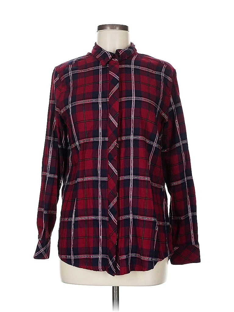 Pre-owned Kut From The Kloth Long Sleeve Button Down Shirt In Burgundy