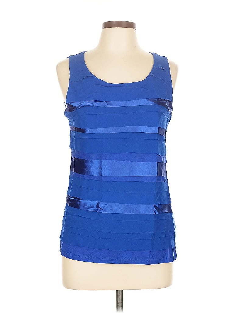 Pre-owned Black Saks Fifth Avenue Sleeveless Top Blue Square Neckline Tops
