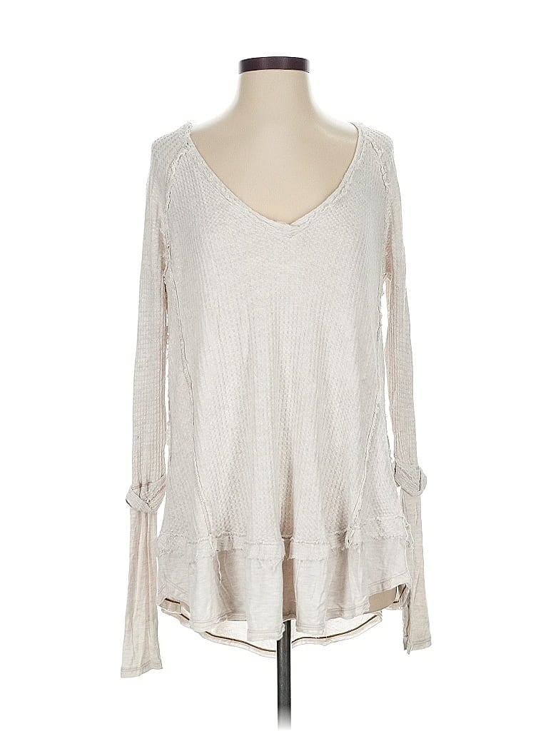 Pre-owned We The Free Long Sleeve Top Silver V Neck Tops