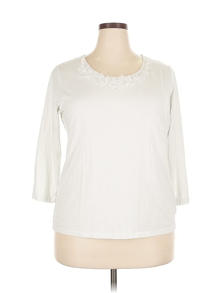 Pre-owned Jones New York Signature 3/4 Sleeve T-shirt In White