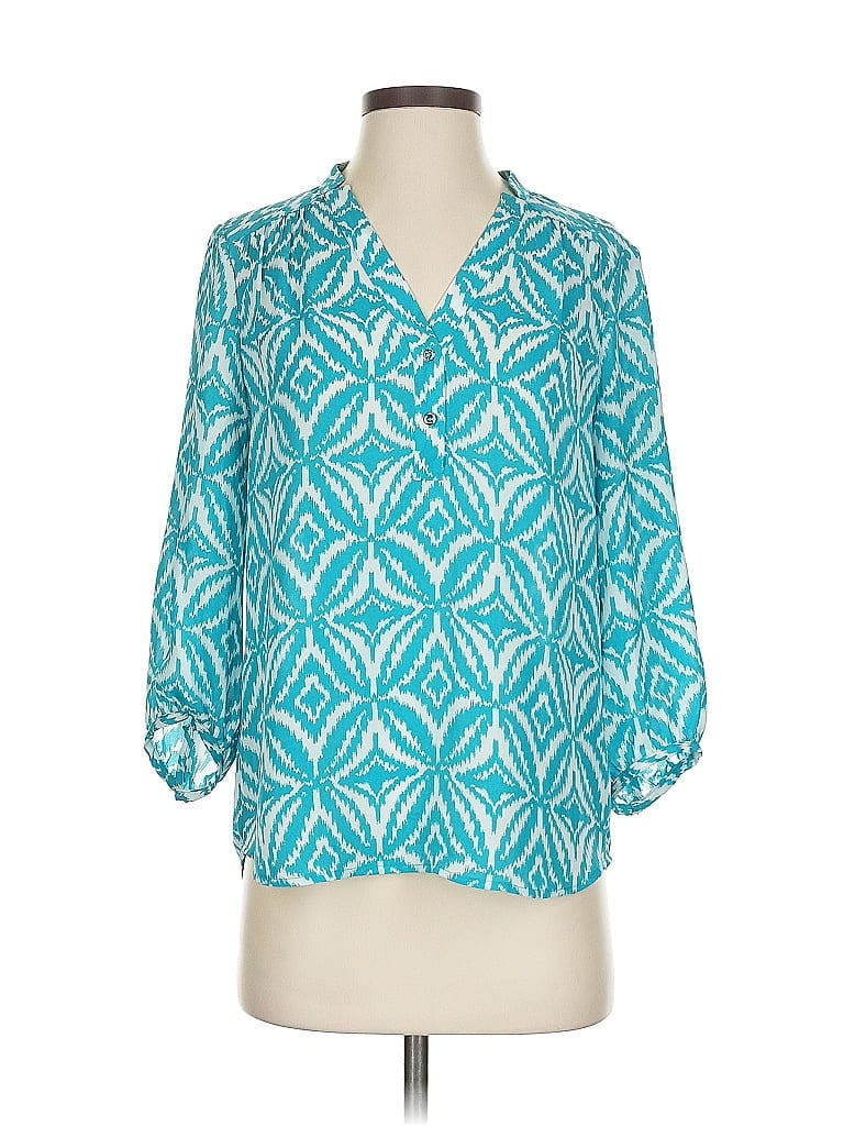 Pre-owned Banana Republic 3/4 Sleeve Blouse In Blue