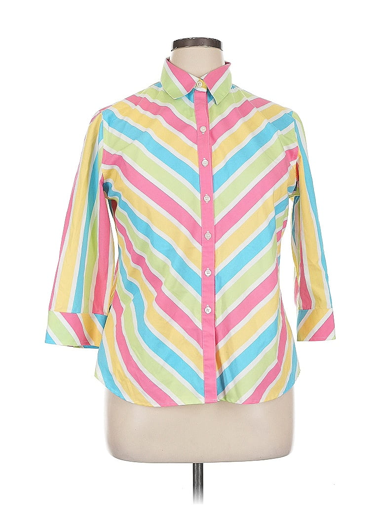 Click to view more detailed imagery on our partner's website Pre-owned Foxcroft 3/4 Sleeve Button Down Shirt In Yellow