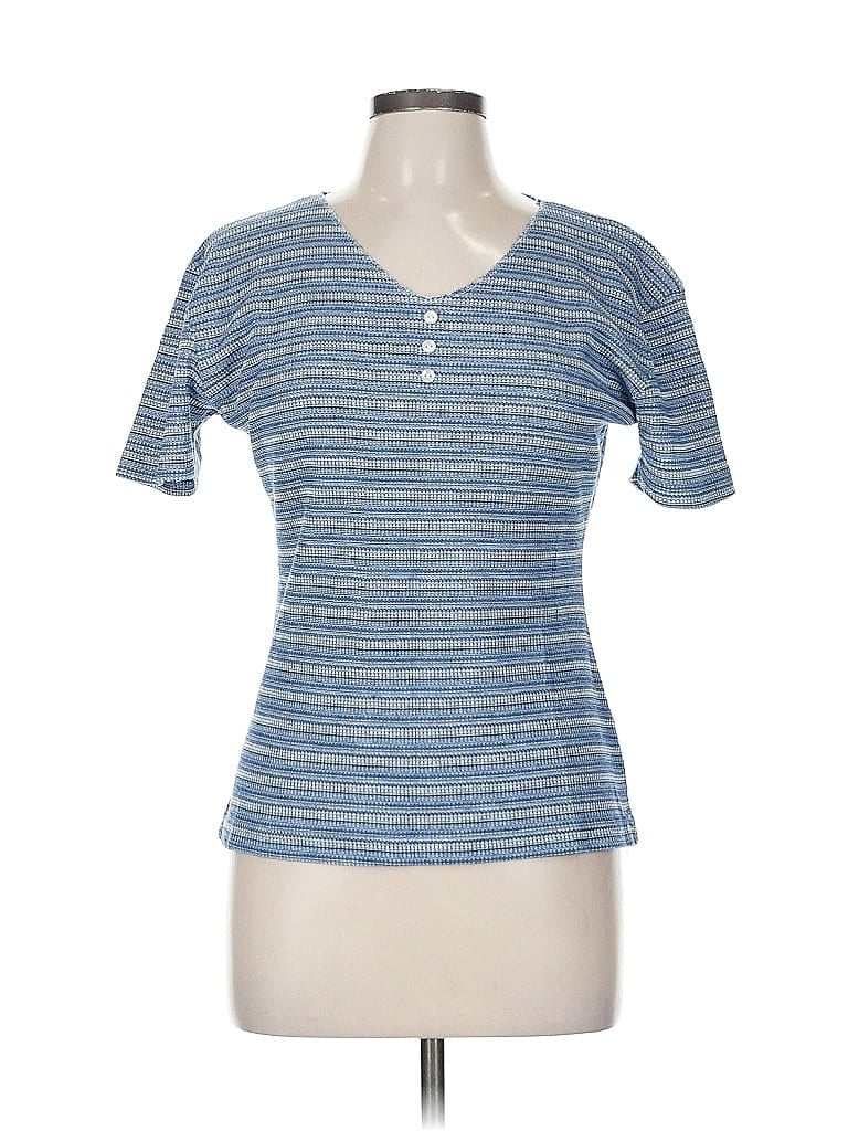 Pre-owned Paul Harris Design Short Sleeve Henley Shirt In Blue
