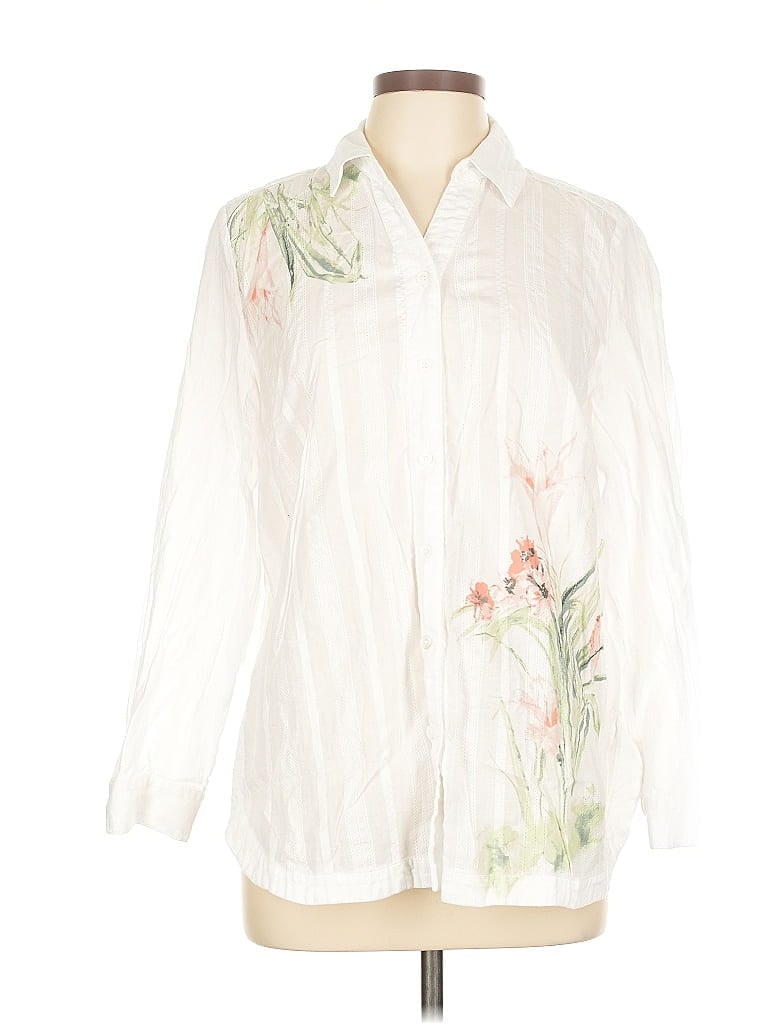 Pre-owned Chico's Long Sleeve Blouse In White