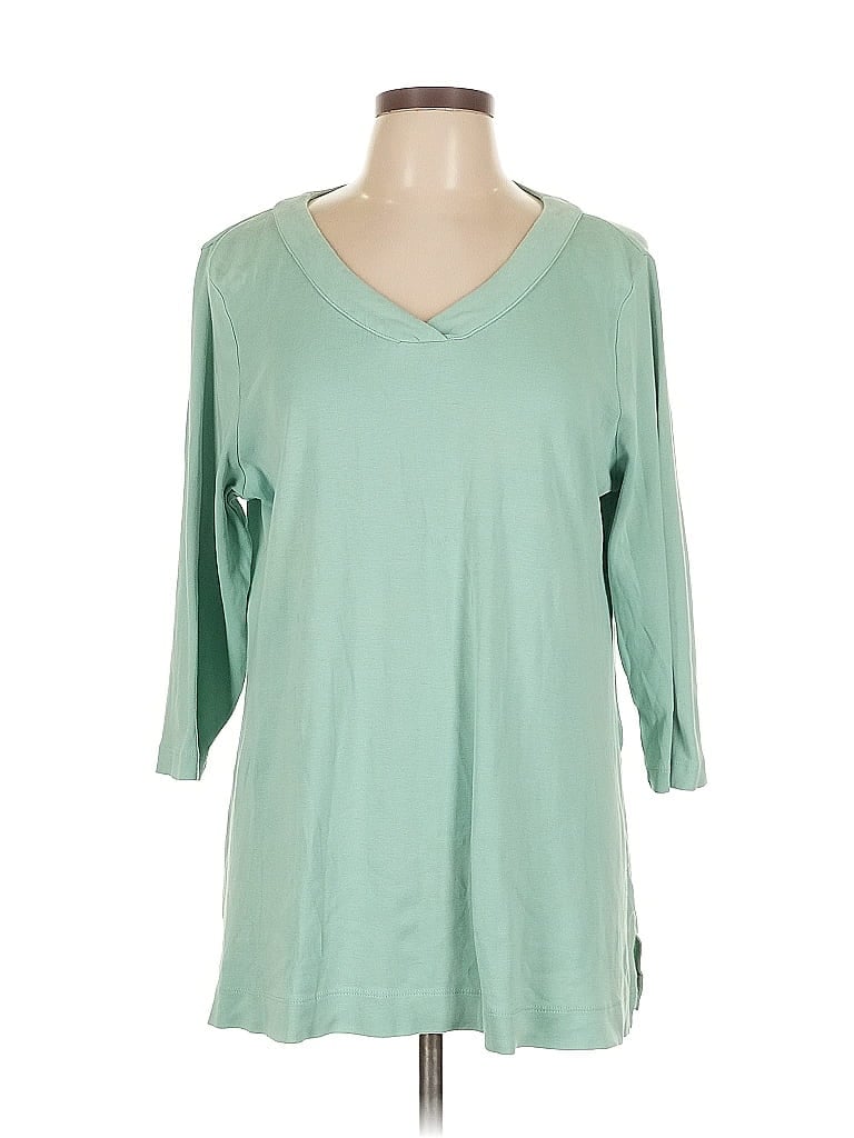 Pre-owned Chico's 3/4 Sleeve T-shirt In Green