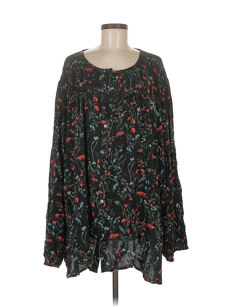 Lane Bryant Long Sleeve Blouse In Black