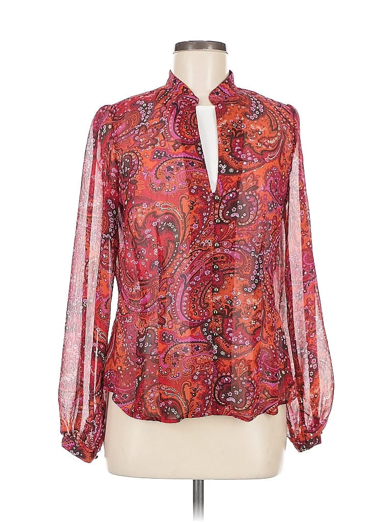 Click to view more detailed imagery on our partner's website Pre-owned New York And Company Long Sleeve Blouse In Red