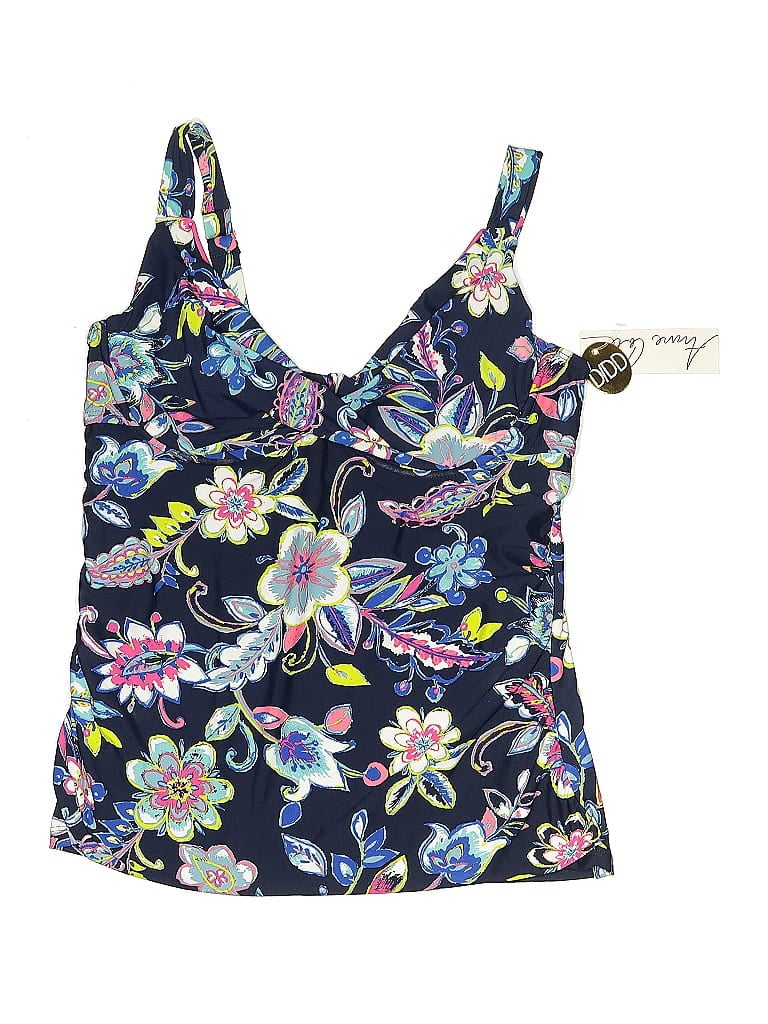 Pre-owned Anne Cole Swimsuit Top Blue Floral Pattern Swimwear
