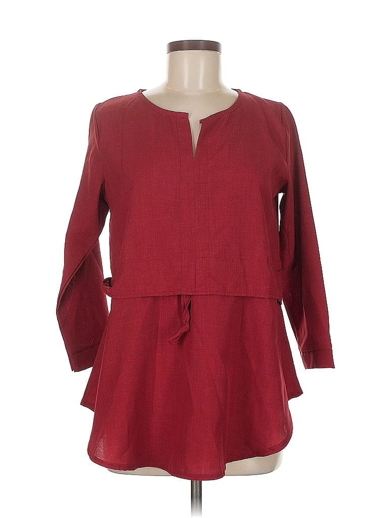 Pre-owned Unbranded Long Sleeve Blouse In Burgundy