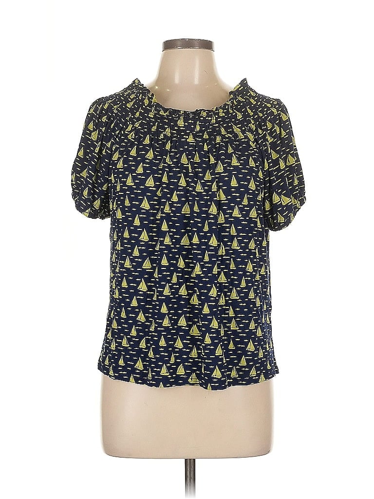 Pre-owned Porridge Short Sleeve Top Yellow Keyhole Neckline Tops