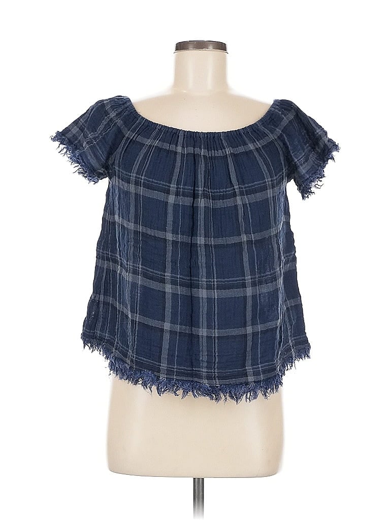 Pre-owned Lucky Brand Short Sleeve Blouse In Blue