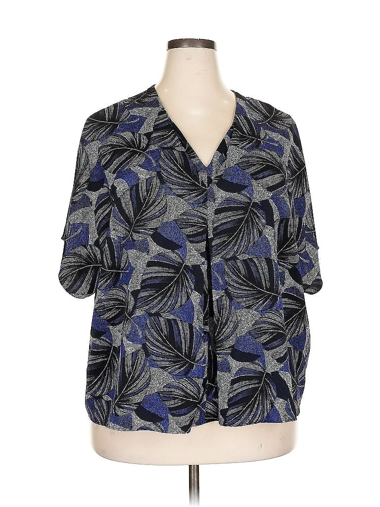 Click to view more detailed imagery on our partner's website Pre-owned Rafaella Short Sleeve Blouse In Blue