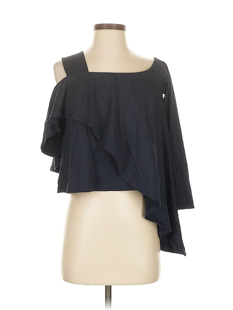 Pre-owned Susana Monaco 3/4 Sleeve Top Black One Shoulder Neckline Tops