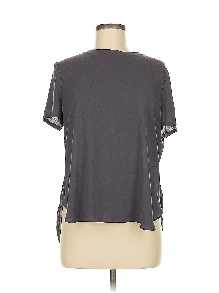 Pre-owned Ann Taylor Loft Short Sleeve Top Gray Keyhole Neckline Tops