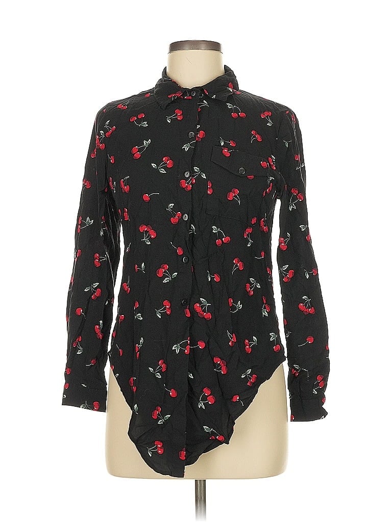 Pre-owned Love Notes Long Sleeve Blouse In Black