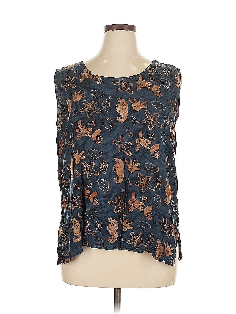 Pre-owned Assorted Brands Tank Top Blue Boatneck Tops