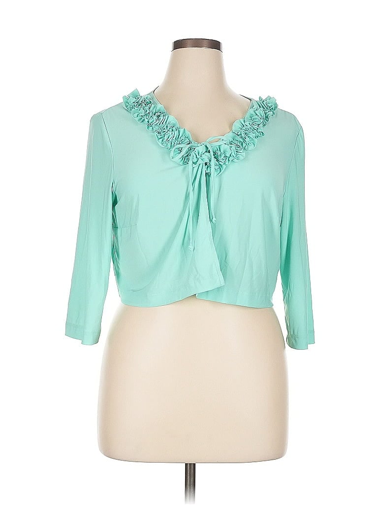 Pre-owned Julian Taylor 3/4 Sleeve Blouse In Blue