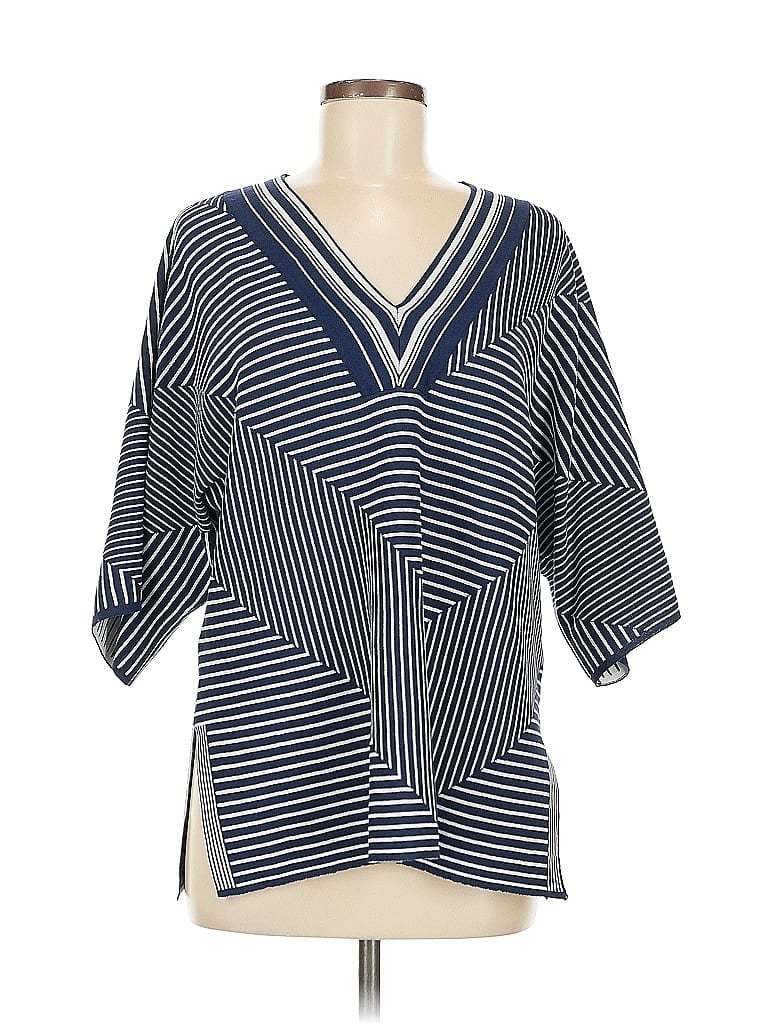 Pre-owned Chico's 3/4 Sleeve Blouse In Blue