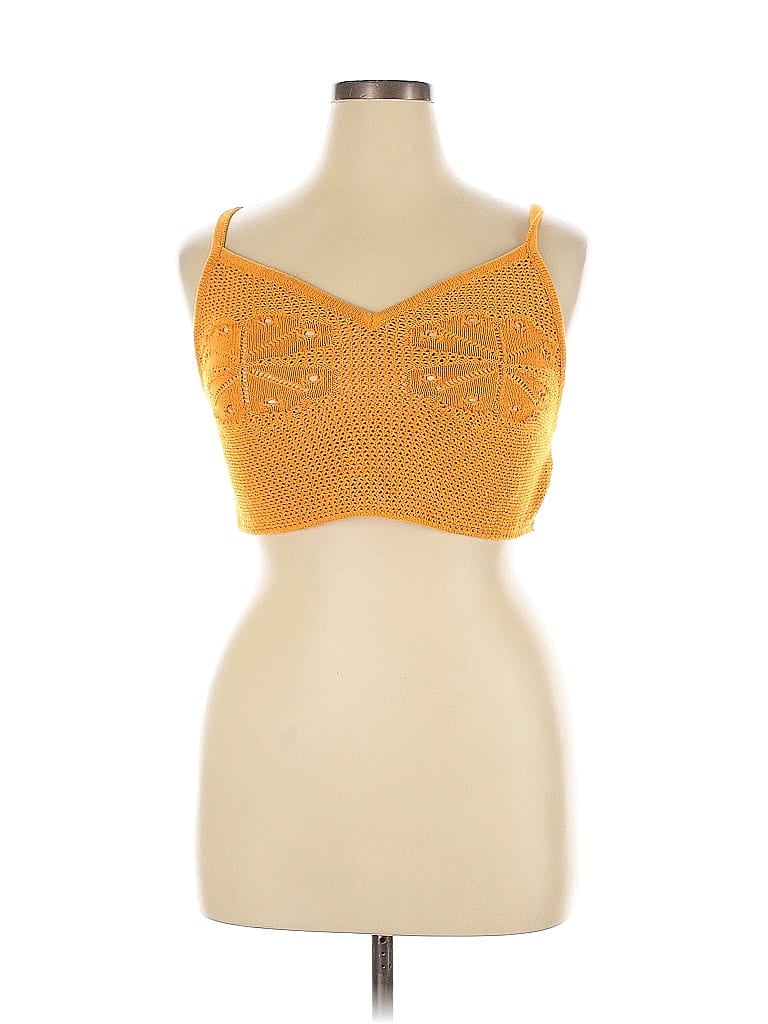 H&M Pre-owned Sleeveless Top Orange Sweetheart Neckline Tops