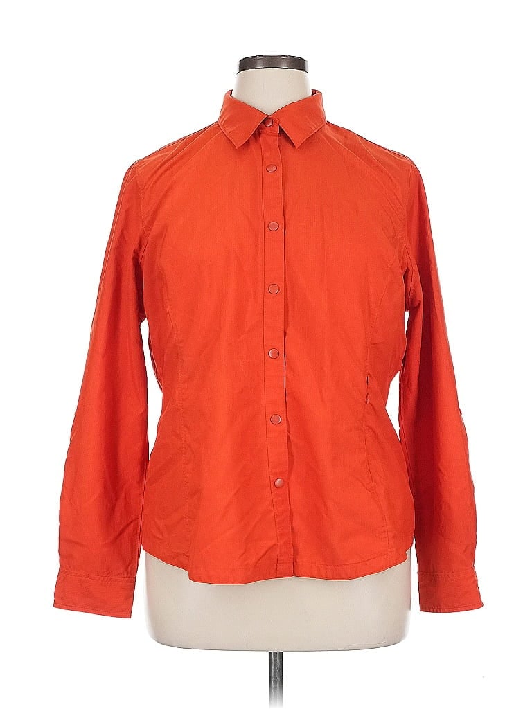 Pre-owned Duluth Trading Co. Long Sleeve Blouse In Orange