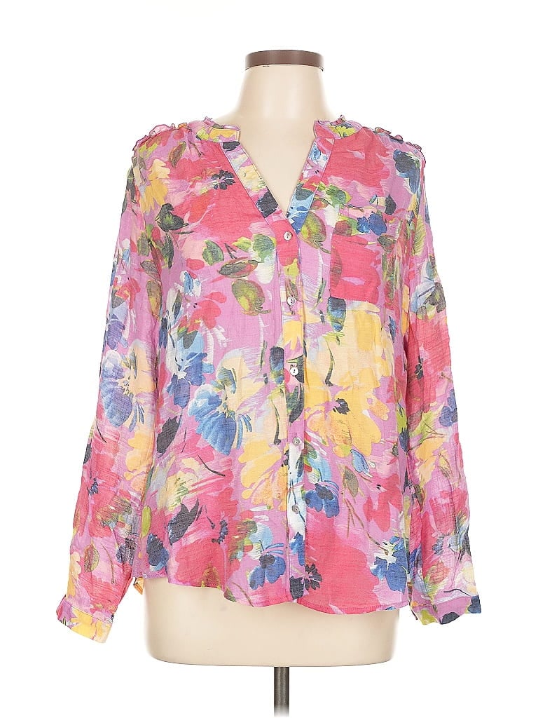Pre-owned Zac & Rachel Long Sleeve Blouse In Pink