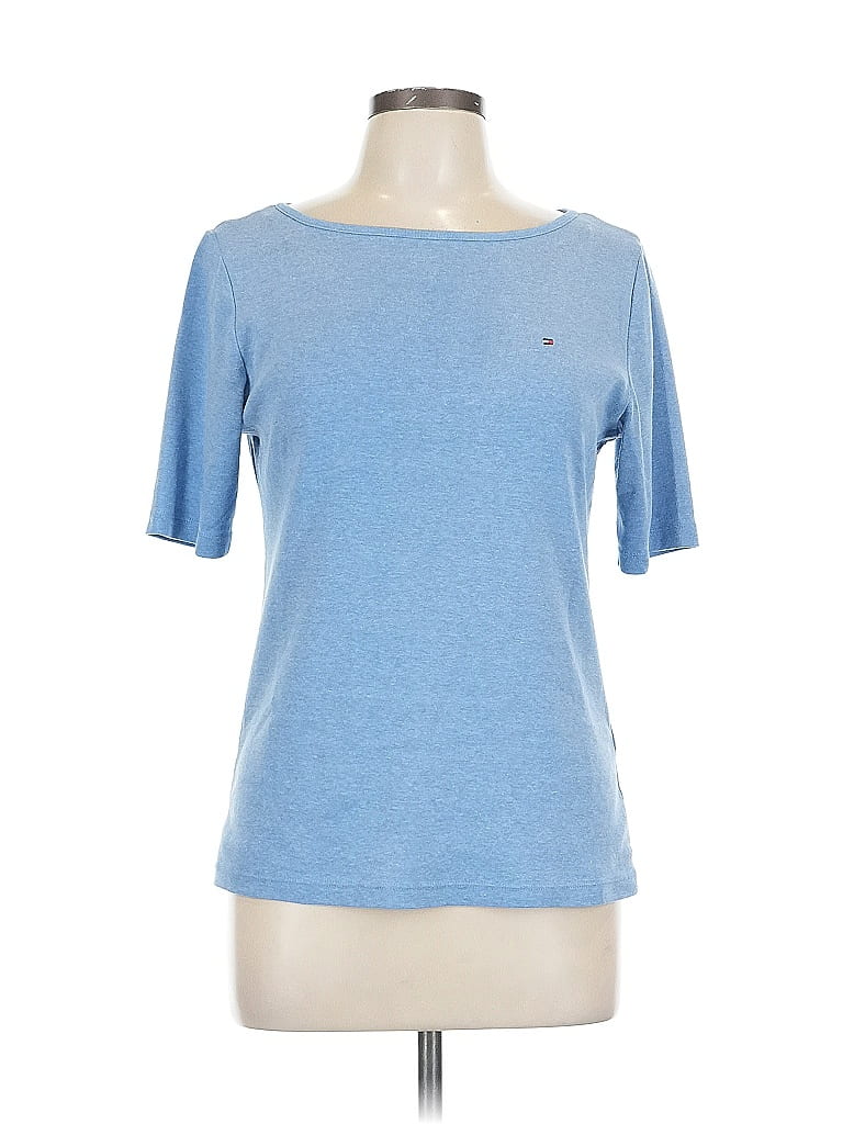 Pre-owned Tommy Hilfiger Short Sleeve Top Blue Boatneck Tops