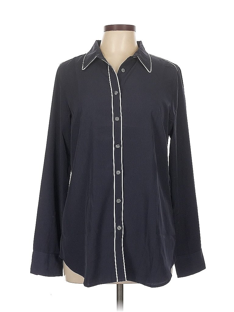 Pre-owned Ann Taylor Long Sleeve Button Down Shirt In Gray