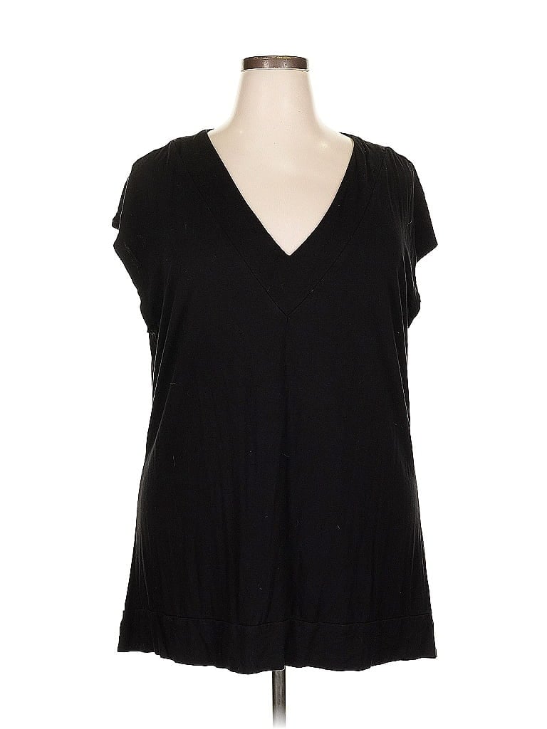 ELOQUII Pre-owned Short Sleeve Top Black V Neck Tops