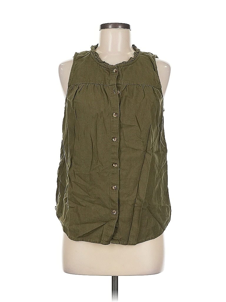 Pre-owned Sonoma Goods For Life Sleeveless Button Down Shirt In Green