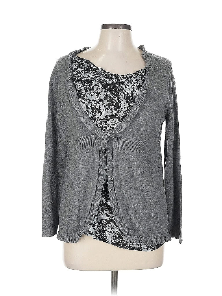 Pre-owned East5th Long Sleeve Top Gray Sweetheart Neckline Tops